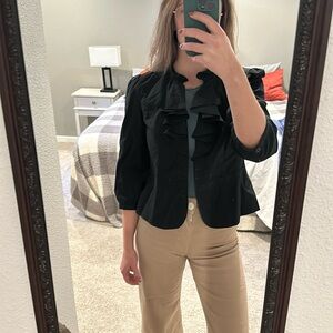 Loft Blazer - Black Ruffle